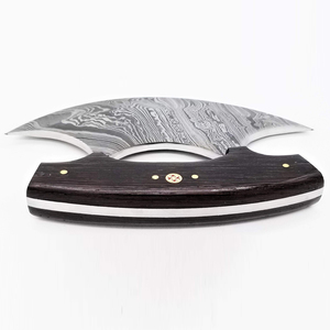 Cuchillo Ulu de Acero de Damasco de Estilo Tradicional, Hecho a Mano para Máxima Resistencia, con Mango de Madera para Cocina Profesional - Product Image 6