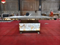 Table à manger personnalisée LUMI Stone Pandora Quartizte avec éclairage LED, table basse de luxe translucide Patagonia pour villa