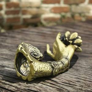 เชิงเทียนทองเหลืองทองแดงสไตล์วินเทจรูปดอกบัว งานแฮนด์เมด ทนทาน เป็นมิตรกับสิ่งแวดล้อม - Product Image 5