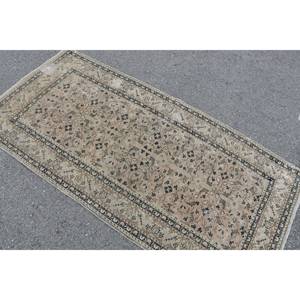 พรมขนแกะสไตล์ตุรกีวินเทจคลาสสิกสีเบจสีดำเย็บปะติดปะต่อกัน32X65ฟุตพรมข้างเตียงยางพาราสำหรับวัยรุ่นสี่เหลี่ยมผืนผ้าห้องโถง - Product Image 4