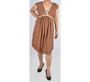 Robe de Maternité en Coton et Bambou Marron, 1 Pièce, Écologique, Imprimé Floral Maxi, Séchage Rapide, Grande Taille, Soutien-Gorge Haut-Jambe, Décoration en Dentelle - Product Image 1