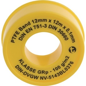 Cinta de Sellado Blanca de PTFE GEKA GRp L12 m W12 mm D0.1 mm 100 G/m Rollo Paquete de 10 Unidades - Product Image 1