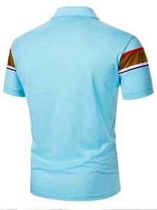 Polo para Hombre, Camisa de Manga Corta con Solapa, Informal, Deportiva, con Botones, Bloque de Color Básico, Ropa de Verano - Product Image 3