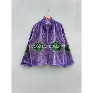 Wholesale <b>Velvet</b> Jacket <b>Coat</b> Handmade Short <b>Coat</b> Eye Embroidery Jacket With Inside Cotton Lining Jacket Unisex Winter <b>Coat</b> - Product Image 1