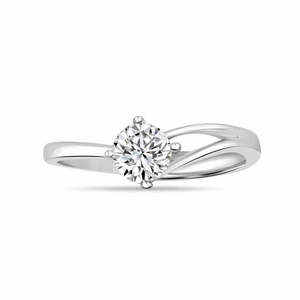 NOVAMART Fine Minimalist Pure <b>Silver</b> <b>Solitaire</b> <b>Ring</b> Geometric Platinum Diamond Engagement Promise IGI Certified Rhodium VVS1 Set - Product Image 2