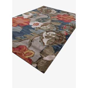 Hacienda Blue Handmade Wool & Viscose Rug Floral Design for Home Hallway Rectangular PP <b>Model</b>-Taq-113(Md) - Product Image 2