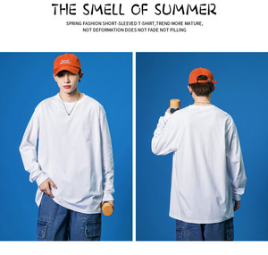 เสื้อยืดแขนยาวสำหรับผู้ชายคอกลมผ้าคอตตอน230กรัมพิมพ์ลายปักโลโก้ได้ตามต้องการสำหรับฤดูใบไม้ผลิฤดูร้อน - Product Image 4