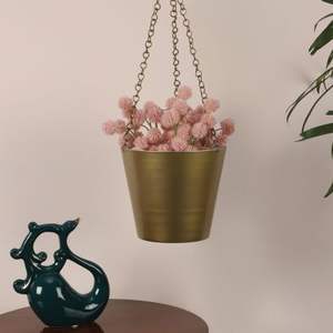 Pot de fleurs décoratif en métal fini or pour intérieur extérieur jardin balcon salon présentoir de plantes de table - Product Image 1