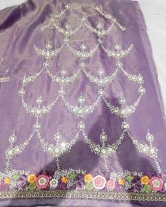 Designer moderne non cousu brodé à la main indien mode avant costumes pour femmes matériel en organza pour les fêtes de style traditionnel - Product Image 1