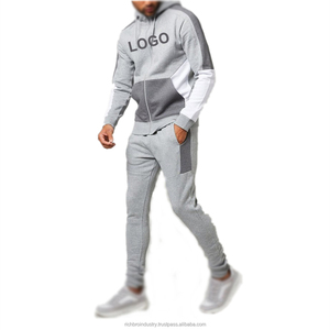 Ropa deportiva cómoda de algodón para hombre al por mayor, logotipo personalizado, longitud completa, cremallera dividida, teléfono, canguro, bolsillo, conjunto de ropa de entrenamiento - Product Image 1