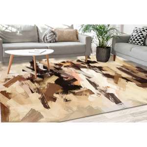 Tapis aux tons bruns abstraits : Tapis de salon imprimé en 3D, Tapis en chenille - Product Image 1
