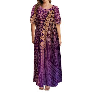 Robes maxi décontractées pour femmes, grande taille personnalisée, taille naturelle, imprimées, épaules à volants, devant à volants superposés, logo - Product Image 5