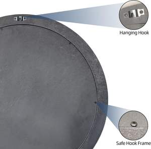 26 Inch Boho Round <b>Mirrors</b> for Wall Rustic Circle <b>Mirror</b> with Carved <b>Frame</b> <b>Large</b> Decorative Wall <b>Mirrors</b> for Living Room - Product Image 5