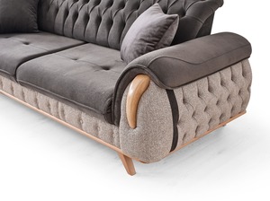 Juego de sofá de decoración de botones de terciopelo de lujo para el hogar y el hotel Base de acero inoxidable Cómodo sofá cama - Product Image 5