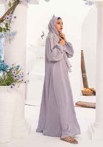 Abaya Musulmana de Dos Piezas, Vestido de Oración Sólido, Ropa Islámica Holgada de Manga Larga para Mujer, Túnica Turca de Dubái y Arabia Saudita - Product Image 3
