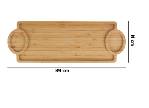 Bandeja para aperitivos, plato de madera para servir, bandeja para servir salsa con dos compartimentos, acabado marrón, para servir aperitivos y golosinas - Product Image 2