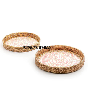 Fabricante de bandeja de servicio de ratán, plato hecho a mano de excelente calidad, bandeja de ratán clásica y elegante al por mayor - Product Image 1