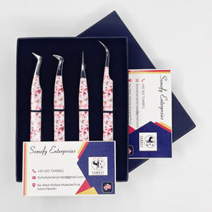 Ensemble de pinces à cils professionnelles de haute qualité en acier inoxydable, best-seller, durable, écologique, imprimé de fleurs, logo personnalisé - Product Image 3