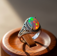 Bague en Zircon Naturel d'Éthiopie, Plaqué Or Rose et Rhodium sur Laiton, Sertissage Clos, Tendance, Certifiée, Cadeau Statement pour Femme