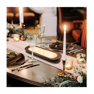 Tazón de vela de madera de mango más largo, diseño moderno, Vintage, recién llegado, acabado marrón, para decoración de mesa, decoración de boda para el hogar - Product Image 5