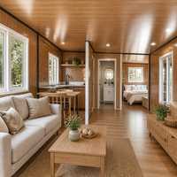 Maison conteneur extensible de 40 pieds à grain de bois, préfabriquée, petite maison modulaire, villa de vacances