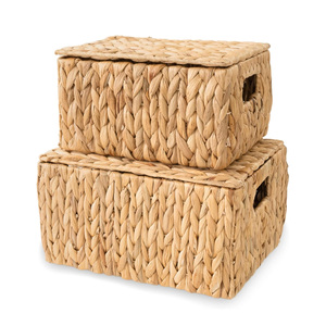 Boîtes de rangement pliables en gros, conteneurs écologiques en jacinthe d'eau, boîtes organisatrices - Product Image 1