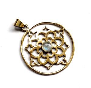 Incroyable pendentifs en laiton pierre de lune vente en gros Shri Yantra bijoux pendentif de collier de pierres précieuses - Product Image 2
