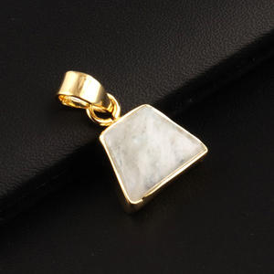 Awesome Quality Natural Fire Moonstone 18k Gold Plated Single <b>Bail</b> <b>Pendant</b> Connector DIY <b>Pendant</b> Connector Charms Making Jewelry - Product Image 3