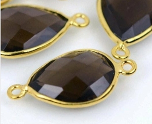 Grenat Hydro de grande qualité 5mm carré lisse pierre précieuse double Bail Bezel Set 925 Sterling Silver Connector For Making Girl Gift - Product Image 2