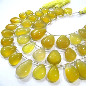 Natural Chalcedony Pear Heart Shape 15 to 20mm Plain Smooth <b>Beads</b> sold Per Strand 8 inches Long Gemstone Yellow <b>Stone</b> <b>beads</b> - Product Image 1