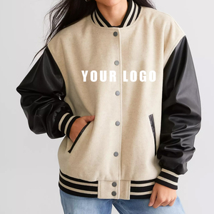 Femmes élégantes varsity veste polaire manches laine mélange vêtements d'extérieur à la mode décontracté collège porter brodé letterman bombardier - Product Image 1