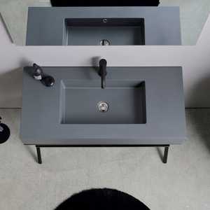 Free-Standing 100cm <b>Bathroom</b> <b>Cabinet</b> with Madeira Grey Sink and Mirror Modern <b>Bathroom</b> Sets - Product Image 4