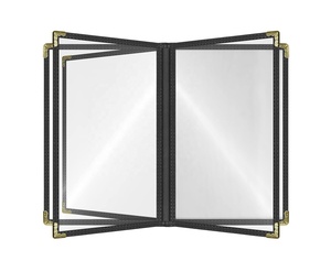 DIVRIS DRL-120-10 Porte-menu en cuir PU transparent à 10 fenêtres, avec fenêtre en PVC transparent, pour restaurant, format personnalisé, longue durée de vie - Product Image 1