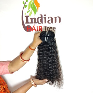Extensions de cheveux humains indiens 100 % naturels, bouclés noirs, ondulés profonds, soyeux, Remy, cuticules alignées, du fournisseur, 8-32 pouces - Product Image 4