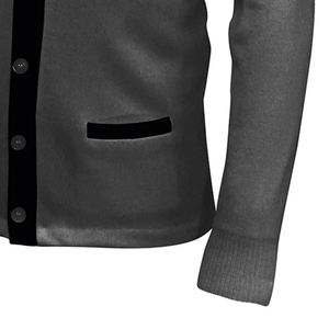 Suéter Cárdigan de Punto con Bordado de Parches de Invierno para Hermandades, Color Gris y Negro, Tamaño y Logotipo Personalizados - Product Image 3