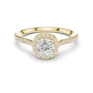 Bague de fiançailles pour femme avec halo de diamants de laboratoire ronds brillants de 1,04 carat, clarté VVS-VS EF, or 18 carats, 14 carats, 10 carats et argent 925 - Product Image 1