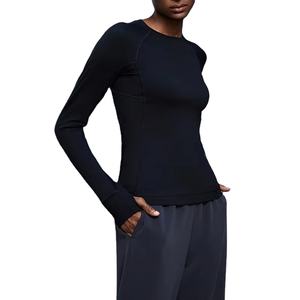 Camiseta de yoga deportiva transpirable de color liso para mujer, de ajuste holgado, cómoda, ropa de fitness, precio de fábrica. - Product Image 3