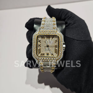 Montre mécanique de luxe haut de gamme, design carré, acier inoxydable, verre, étanche, mouvement ETA, date automatique, moissanite VVS - Product Image 2