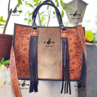 Nouveau design – Sac fourre-tout élégant en cuir de vachette véritable avec franges, sac à main en cuir sculpté à la main avec poils, pour femme, multi-usages