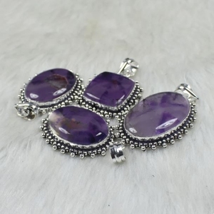 Pendentif en argent sterling 925 fait à la main pour femmes améthyste africaine naturelle Cabochon en vrac lunette pendentifs de mode breloques - Product Image 2