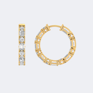 Pendientes de Aro Eternity con Diamantes de Laboratorio Cultivados en Oro de 14k, con Esmeralda Redonda de 5.15CTW y Formas Mixtas, Joyería de Diseño - Product Image 4