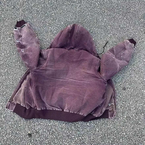 À la mode Streetwear lourd 100% coton éponge française surdimensionné soleil délavé en détresse lavage à l'acide Vintage fermeture éclair à capuche en jean - Product Image 2