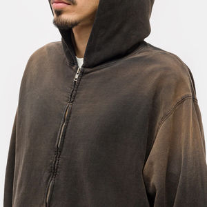 Sudadera con Capucha Personalizada con su Propio Logotipo, de Alta Calidad, para Hombre, Lavada al Ácido, con Cremallera, 100% Algodón, Cortavientos y Transpirable - Product Image 3