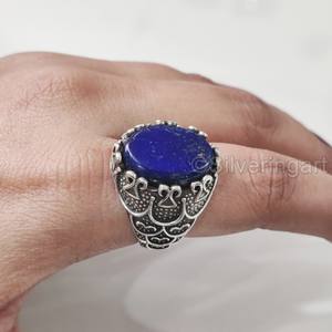 Anillo de Plata de Ley 925 con Piedra Preciosa de Lapislázuli Afgano Natural para Hombre, Venta al por Mayor, Todas las Tallas, Regalo de Navidad, Joyería Fina Árabe - Product Image 5