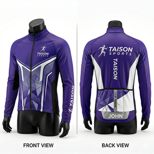 Veste de cyclisme pour homme en polyester et élasthanne de qualité supérieure, respirante, avec panneaux dégradés orange et rouge, design par sublimation, logo personnalisé. - Product Image 2