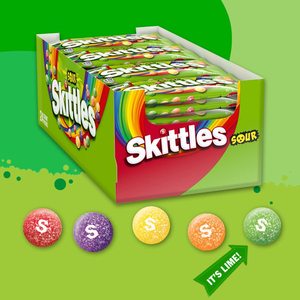 SKITTLES Sours Individually Wrapped Full Size <b>Chewy</b> Sour Candy Packs, 24 Ct Bulk Box - Product Image 5
