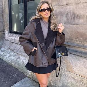2024 femme épais Faux cuir vestes pour femmes manteau automne hiver chaud laine mélanges manteaux demi-saison en peluche veste vêtements d'extérieur - Product Image 1