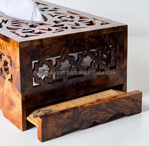 Caja de Madera Natural Tallada a Mano para Pañuelos, Diseño Artesanal Personalizado de Estilo Americano, Lujosa - Product Image 6