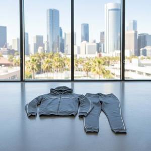 Conjunto Deportivo Personalizado para Hombre en Felpa Técnica Gris Pizarra con Ribete Reflectante 3M, Sudadera Holgada de Mezcla de Algodón con Estampado Sólido para Ropa Urbana - Product Image 5