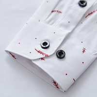 Chemises pour hommes personnalisées robe de bureau formelle chemise décontractée en coton à manches longues col montant motif imprimé teint en fil nouveau nylon